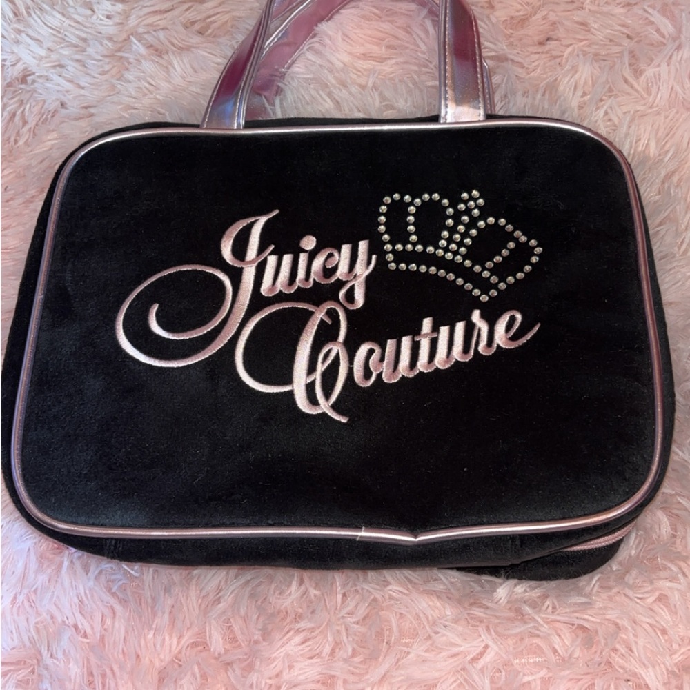 Juicy Couture Black and Pink Cosmetic Bags Velour Collection